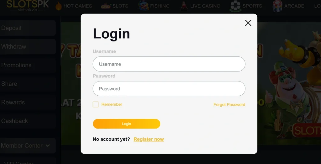 Slots PK APK login