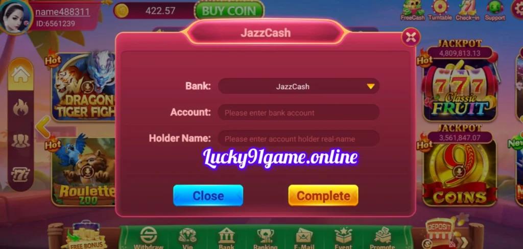 Lucky91 Game deposit