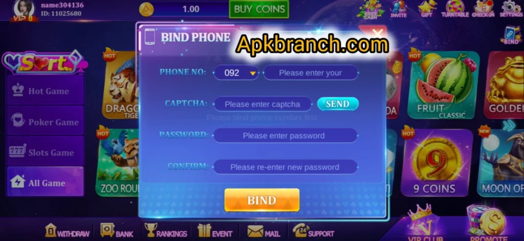 Lucky 56 Game register