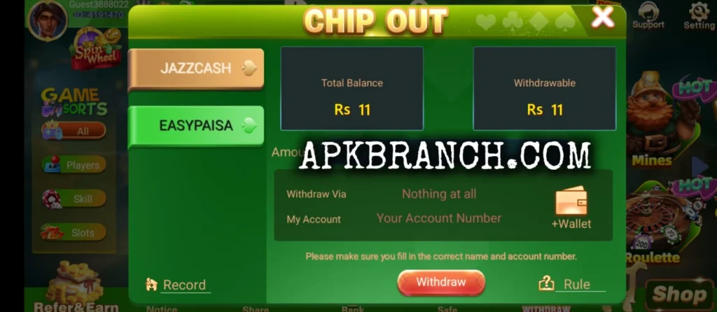 Teen Patti Crown Game withdrawal