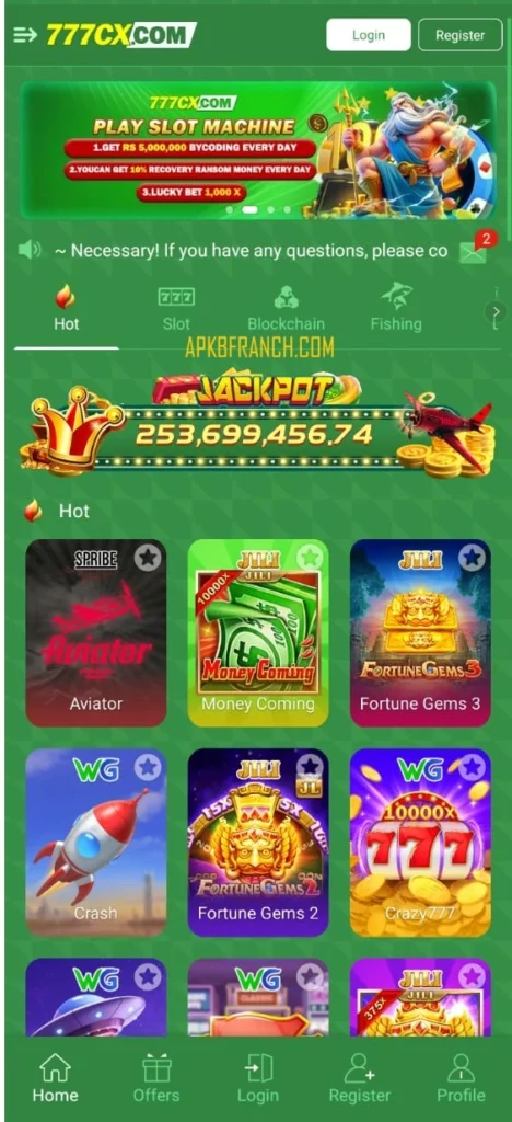 777CX Game interface screenshot