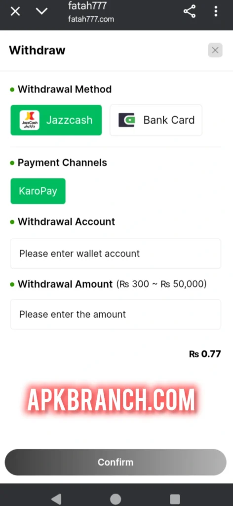 Fatah777 Game withdrawal