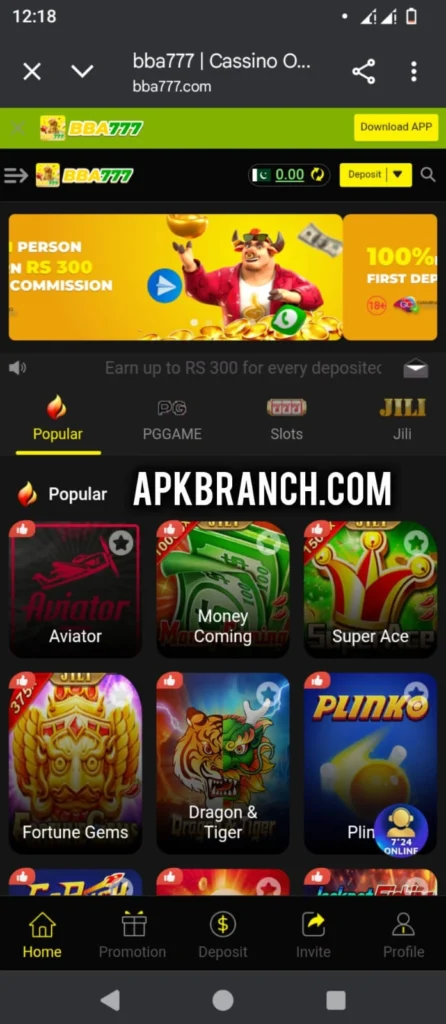 BBA777 Game interface screenshot