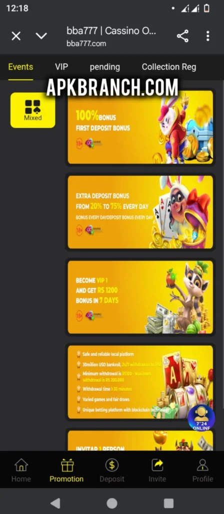 BBA777 Game rewards