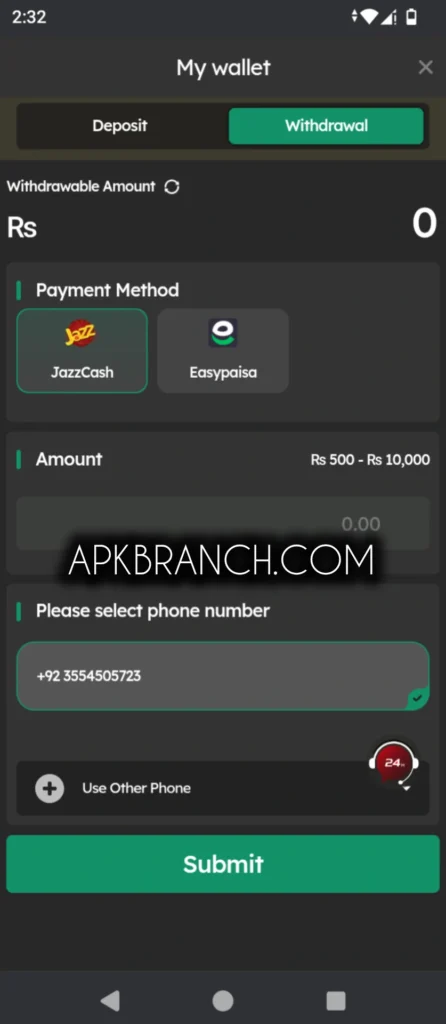 E2 Bet Game withdrawal
