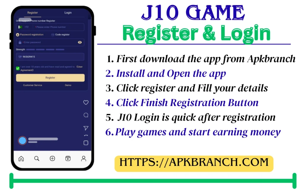 J10 Game register and Login