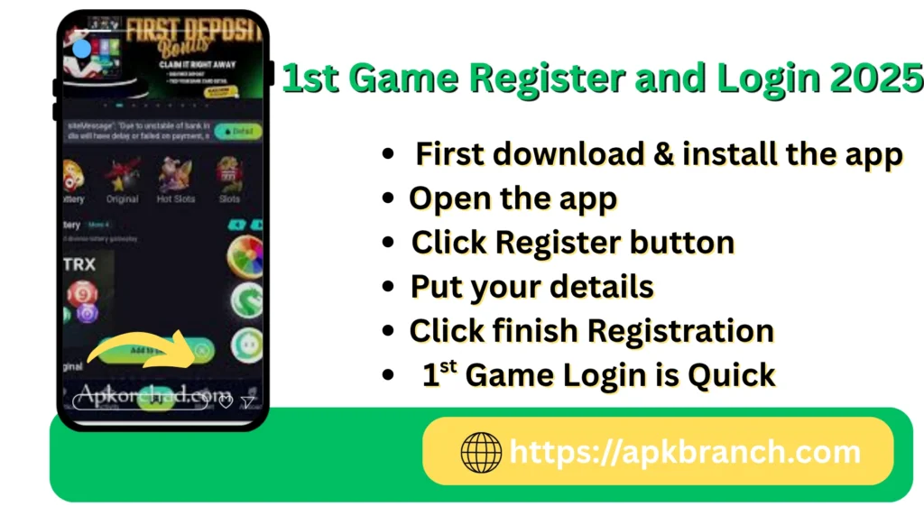 1st Game register and login