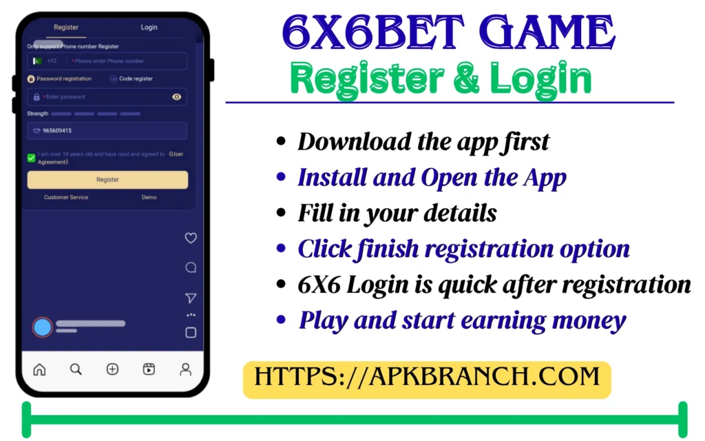 6X6 Bet Game register and login