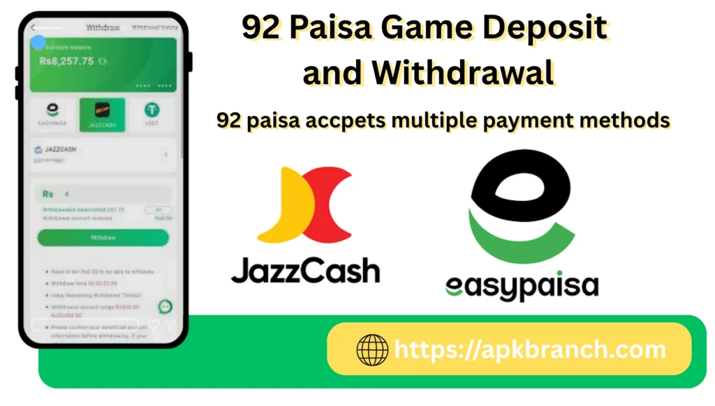 92 Paisa Game deposit and Withdrawal