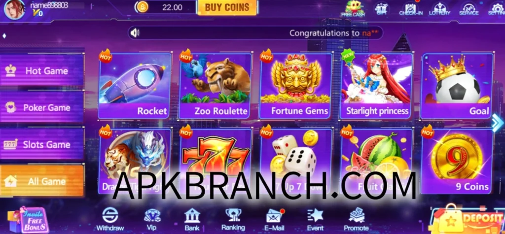 Lucky 22 Game interface screenshot