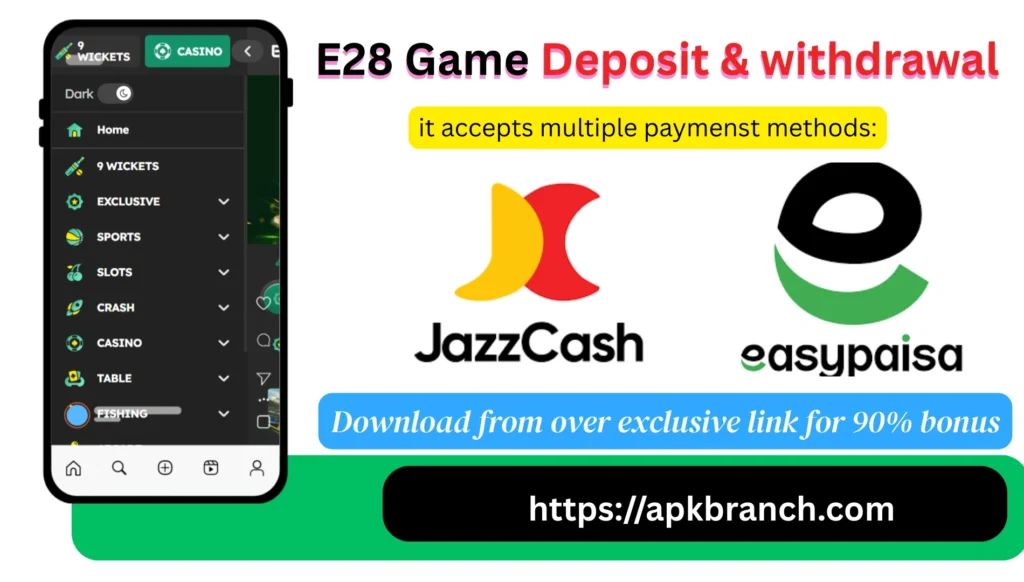 E28 Game deposit and withdrawal