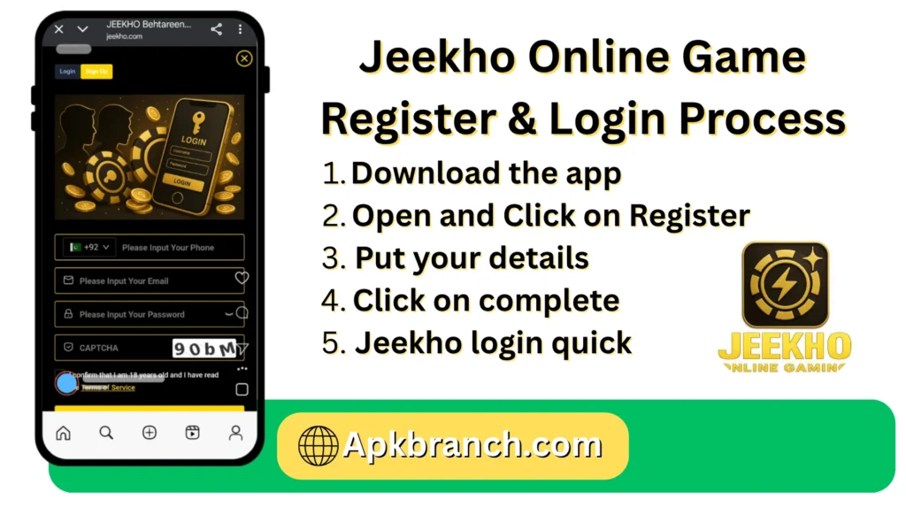 Jeekho Game register & login