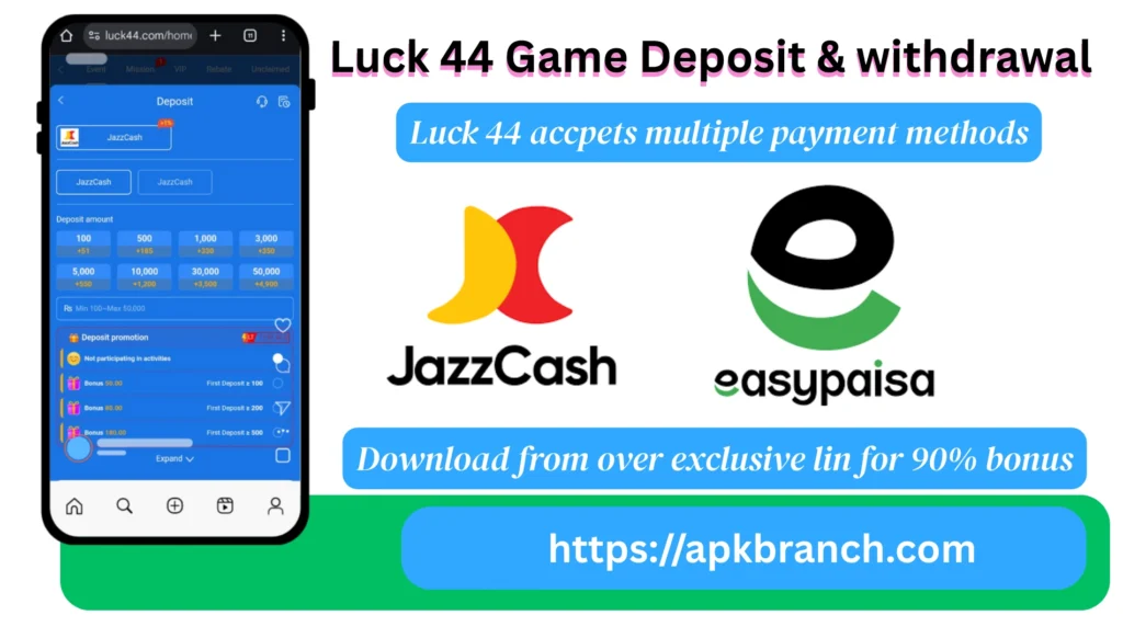 Luck 44 Game deposit & withdrawal
