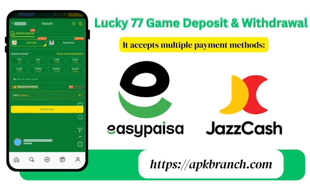 Lucky 77 Game deposit and withdrawal