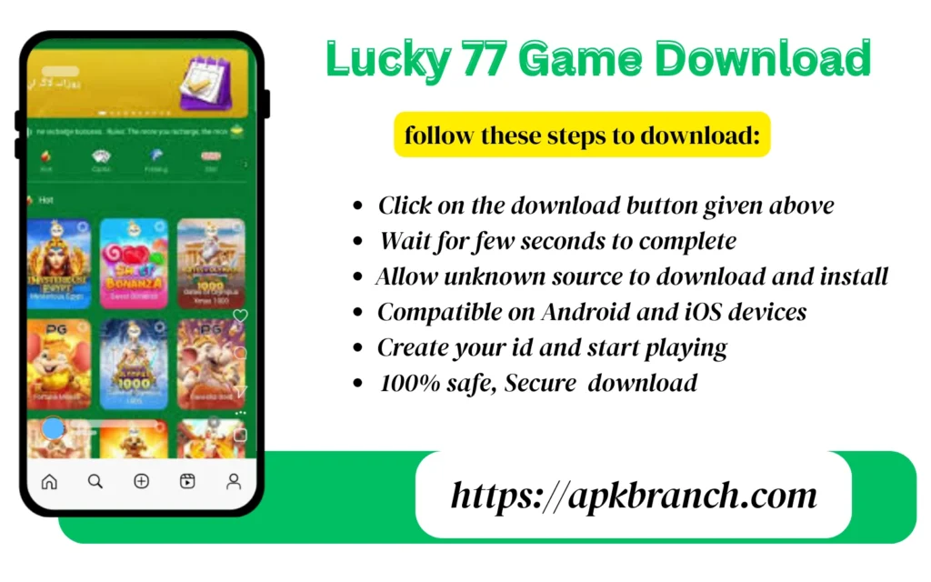 Lucky 77 Game register and login