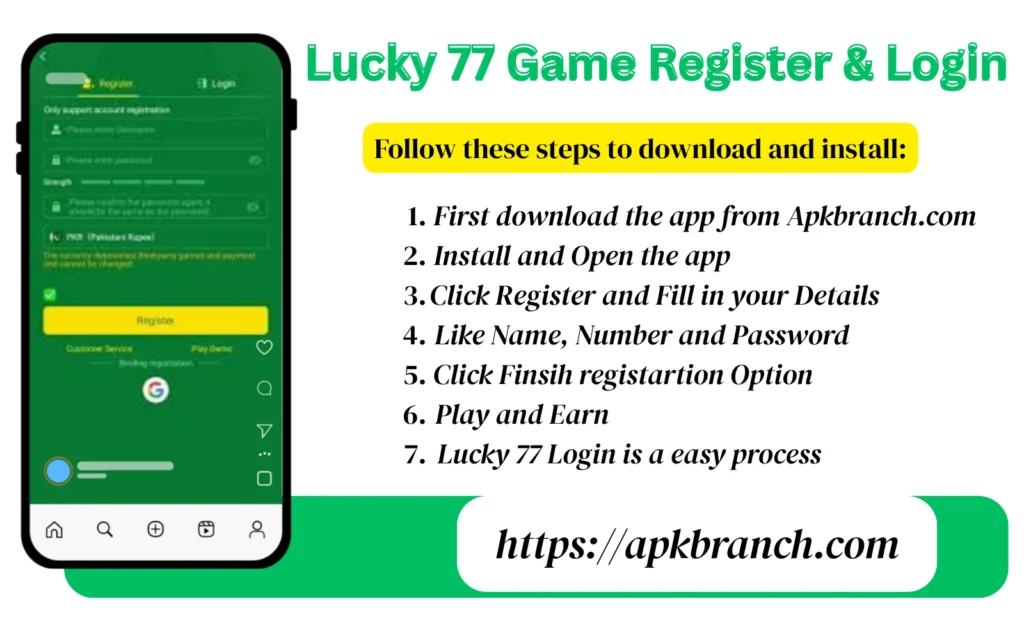 Lucky 77 Game Register and Login