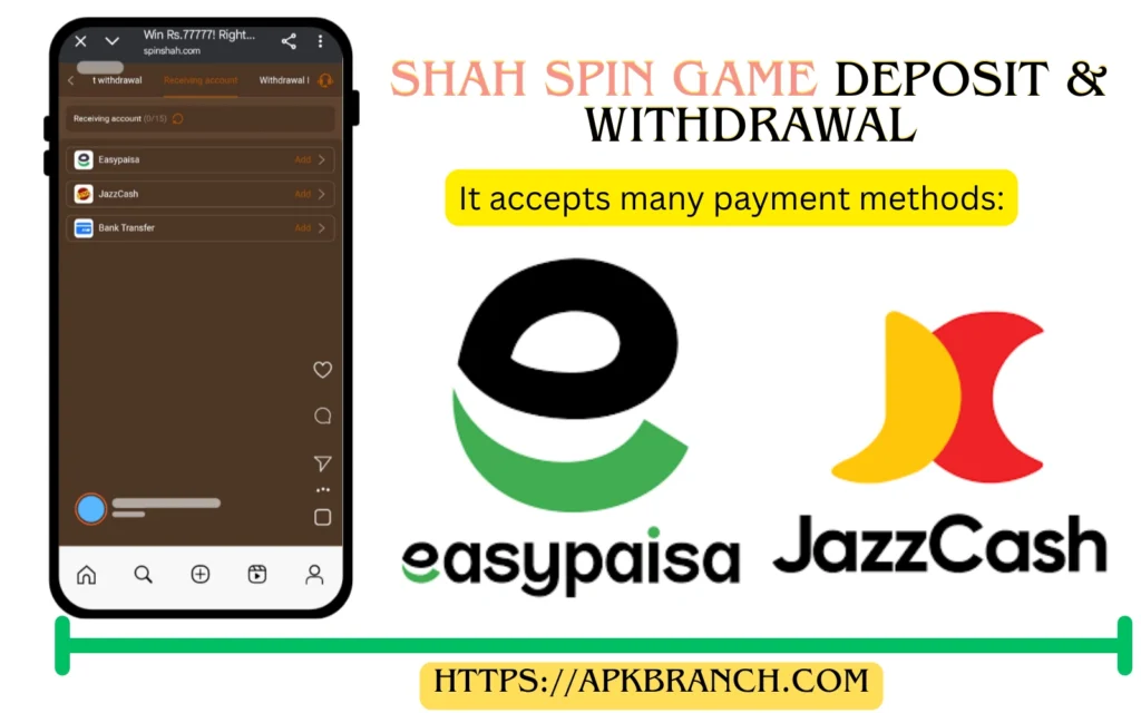 Shah Spin Game deposit and withdrawal