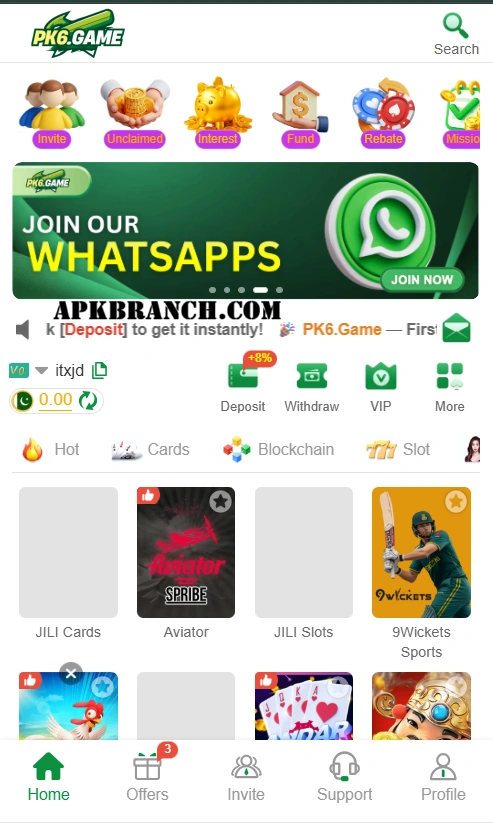 PK6 Game Interface screenshot