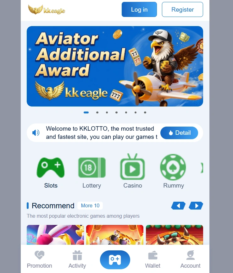 KK Eagle Game interface