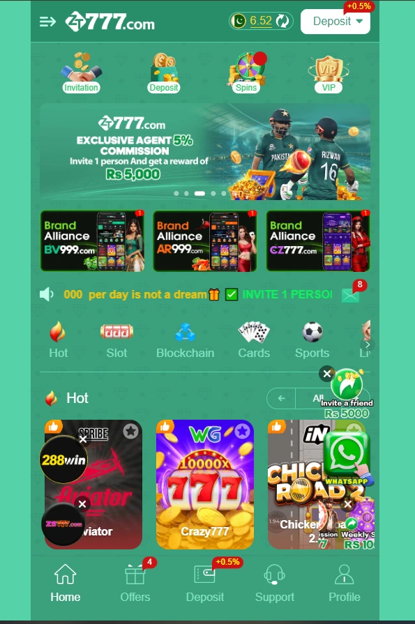 ZT777 Game interface screenshot